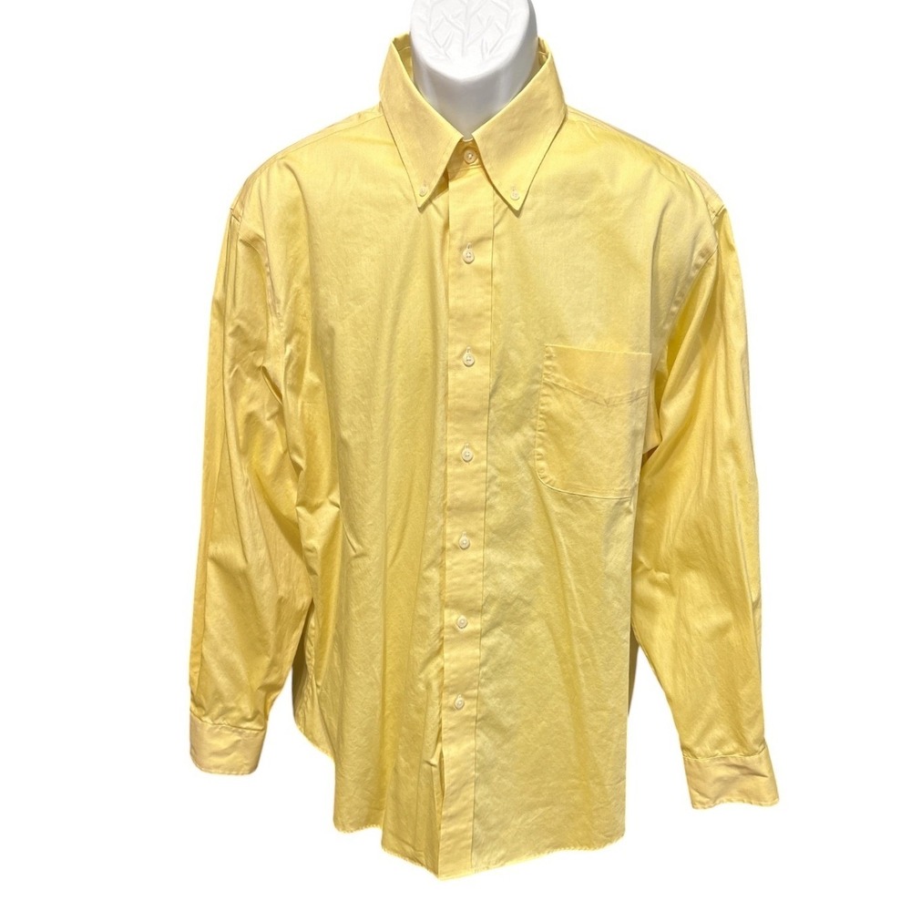 Lauren Ralph Lauren Yellow Non-Iron Button-Down Dress Shirt, Size 17 (34/35)